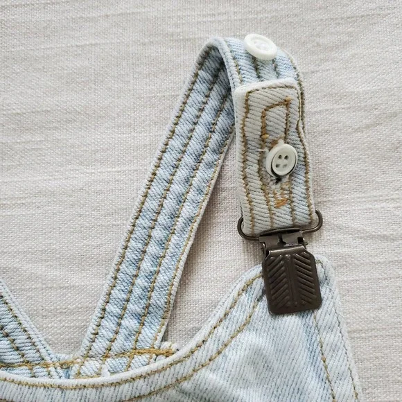 Vintage Guess Leather Patch Clip Overalls 6 months - Picture 4 of 11